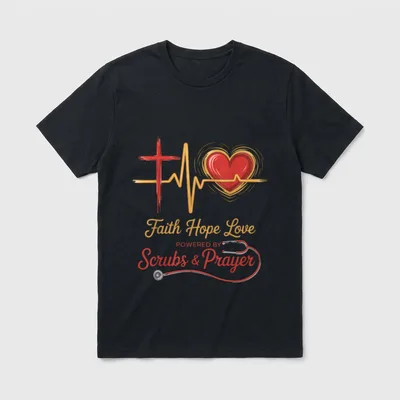 Scrubs and Prayer Nurse Christian God T-Shirt – Classic T-Shirt in Black