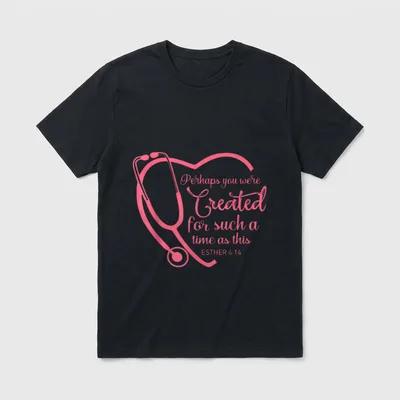 Esther 4-14 Nurse Stethoscope Bible Christian T-Shirt – Classic T-Shirt in Black