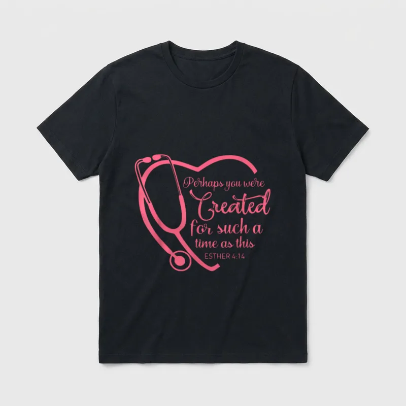 Esther 4-14 Nurse Stethoscope Bible Christian T-Shirt – Classic T-Shirt in Black