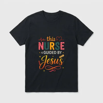 This Nurse Is Guided by Jesus T-Shirt – Classic T-Shirt in Black