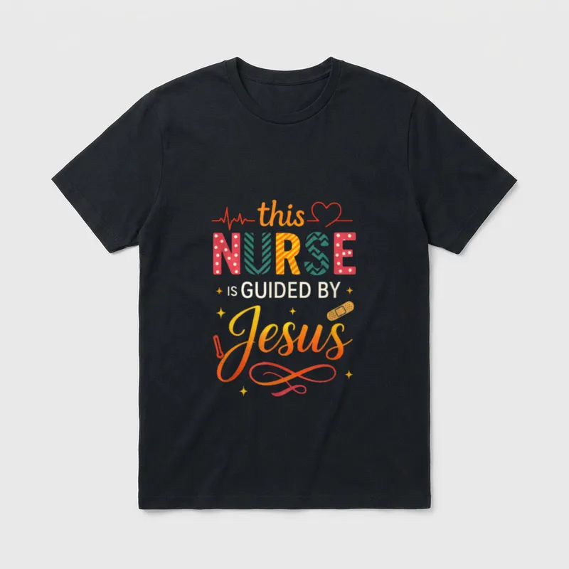 This Nurse Is Guided by Jesus T-Shirt – Classic T-Shirt in Black