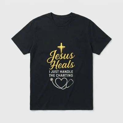 Christian Nurse Jesus Heals T-Shirt – Classic T-Shirt in Black