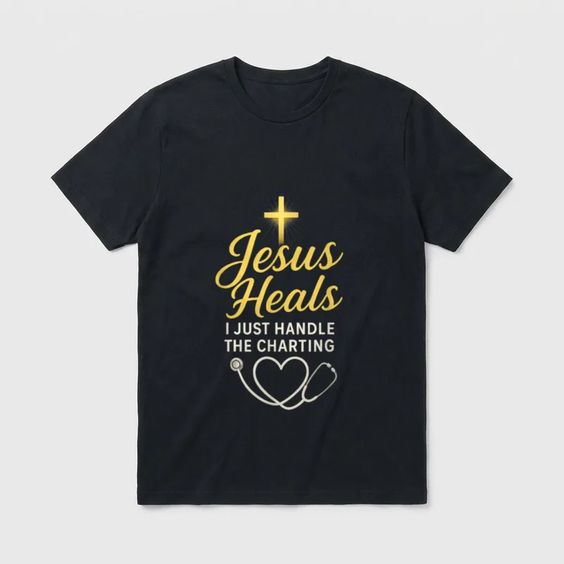Christian Nurse Jesus Heals T-Shirt – Classic T-Shirt in Black
