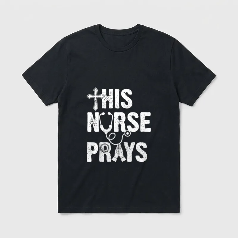 This Nurse Prays Christian Faith Stethoscope T-Shirt – Classic T-Shirt in Black