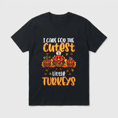 Care for Little Turkeys Nurse Fall T-Shirt – Classic T-Shirt in Black