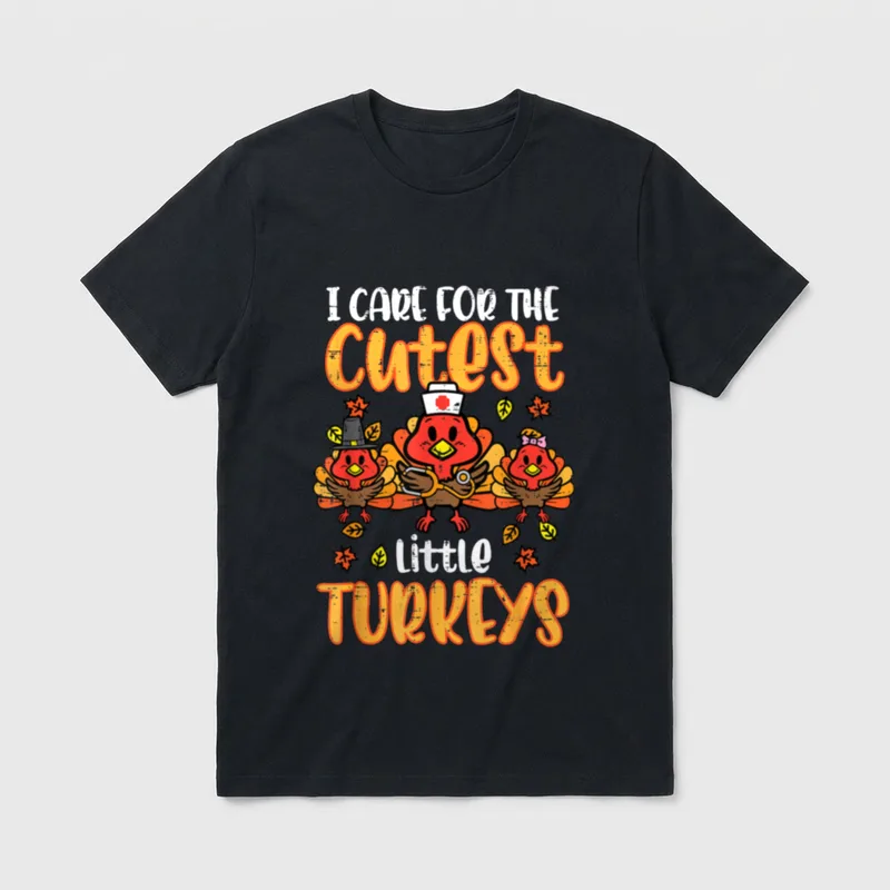 Care for Little Turkeys Nurse Fall T-Shirt – Classic T-Shirt in Black