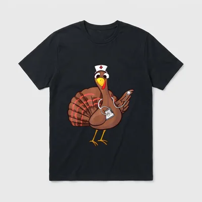Thanksgiving Nurse Turkey T-Shirt – Classic T-Shirt in Black