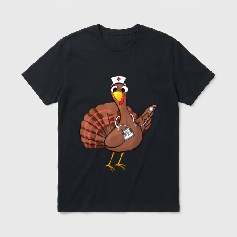 Thanksgiving Nurse Turkey T-Shirt – Classic T-Shirt in Black