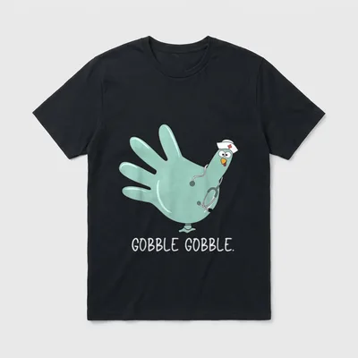 Turkey Glove Nurse Thanksgiving T-Shirt – Classic T-Shirt in Black