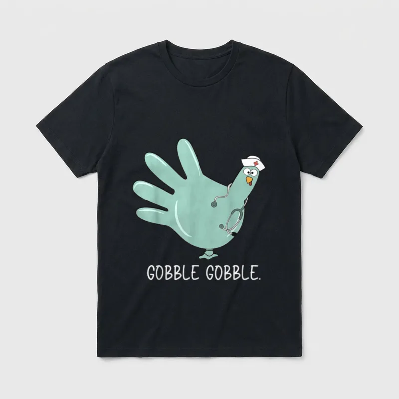 Turkey Glove Nurse Thanksgiving T-Shirt – Classic T-Shirt in Black