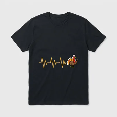 Heartbeat Turkey Nurse Thanksgiving T-Shirt – Classic T-Shirt in Black