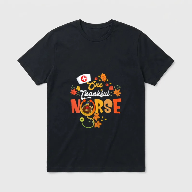 One Thankful Nurse Turkey Cute Nursing T-Shirt – Classic T-Shirt in Black