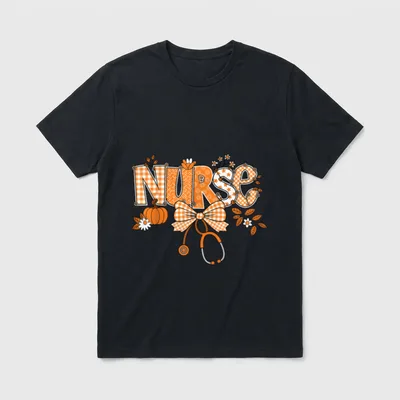 Pumpkin Nurse Life Stethoscope Fall Autumn T-Shirt – Classic T-Shirt in Black