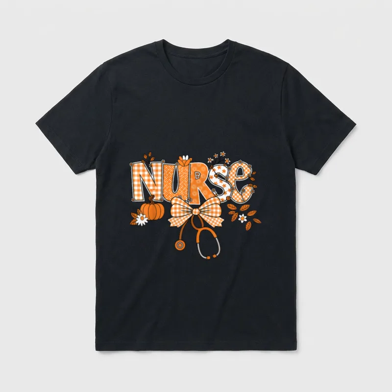 Pumpkin Nurse Life Stethoscope Fall Autumn T-Shirt – Classic T-Shirt in Black