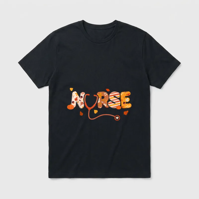 Thanksgiving Nurse Turkey Day Fall Love T-Shirt – Classic T-Shirt in Black