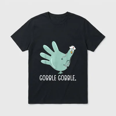 Thanksgiving Nurse Glove Turkey Grab T-Shirt – Classic T-Shirt in Black
