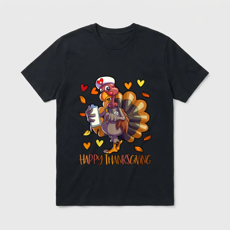 Turkey Nurse Thanksgiving Holiday Nursing T-Shirt – Classic T-Shirt in Black
