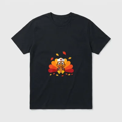 Thanksgiving Turkey Nurse Thankful T-Shirt – Classic T-Shirt in Black