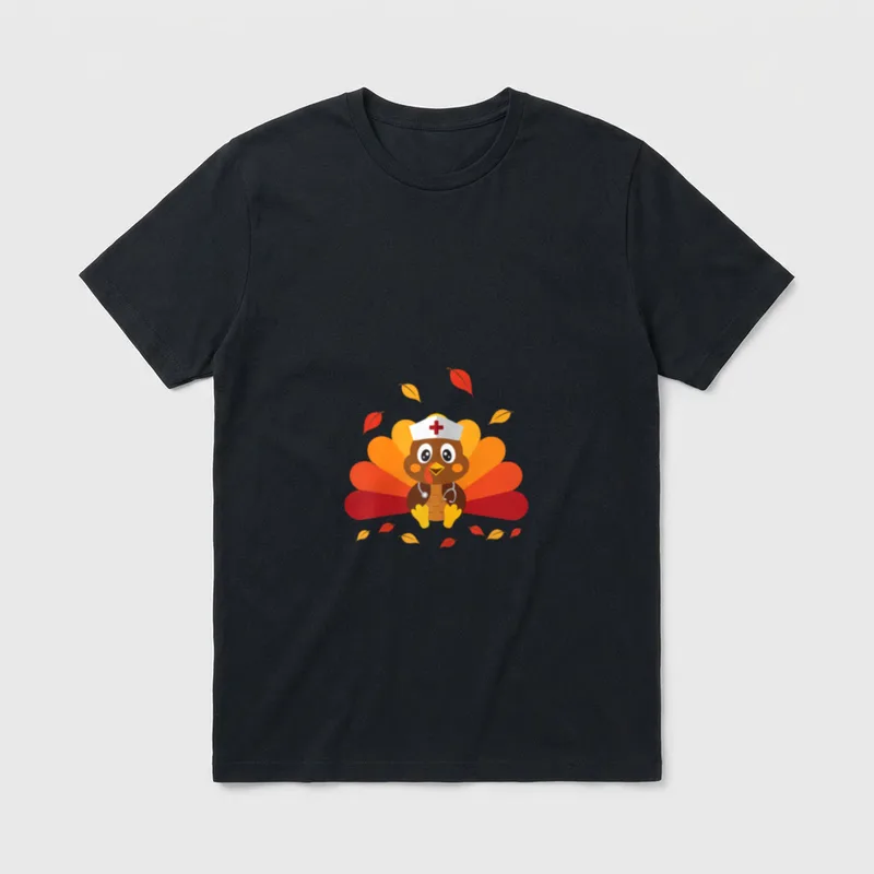 Thanksgiving Turkey Nurse Thankful T-Shirt – Classic T-Shirt in Black