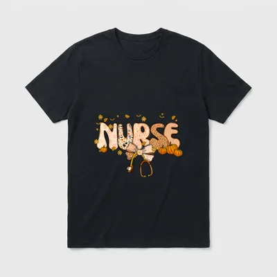 Fall Nurse Coquette Healthcare Pumpkin Retro T-Shirt – Classic T-Shirt in Black