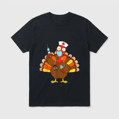 Thanksgiving Nurse Turkey Stethoscope Healthcare T-Shirt – Classic T-Shirt in Black