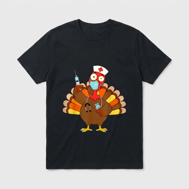 Thanksgiving Nurse Turkey Stethoscope Healthcare T-Shirt – Classic T-Shirt in Black