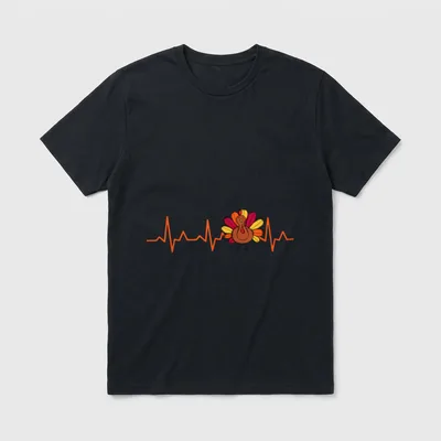 EKG Heartbeat Turkey Nurse Nursing School T-Shirt – Classic T-Shirt in Black