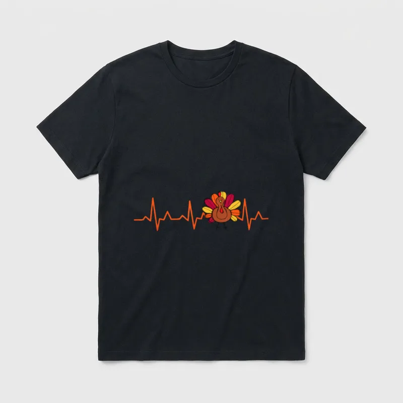 EKG Heartbeat Turkey Nurse Nursing School T-Shirt – Classic T-Shirt in Black