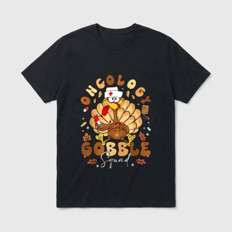 Oncology Turkey Gobble Squad Thanksgiving Nurse T-Shirt – Classic T-Shirt in Black