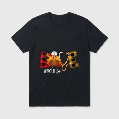PCU Nurse Life Autumn Funny Turkey T-Shirt – Classic T-Shirt in Black