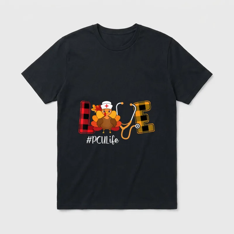 PCU Nurse Life Autumn Funny Turkey T-Shirt – Classic T-Shirt in Black