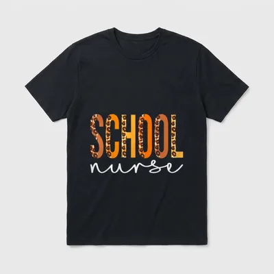 School Nurse Leopard Squad Cute Fall T-Shirt – Classic T-Shirt in Black