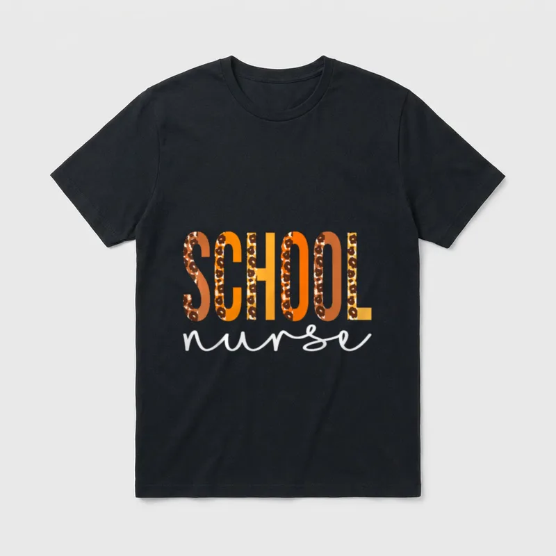 School Nurse Leopard Squad Cute Fall T-Shirt – Classic T-Shirt in Black