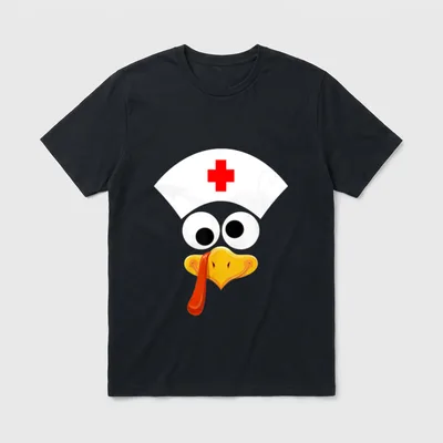 Thanksgiving Face Turkey Nurse Family Matching T-Shirt – Classic T-Shirt in Black