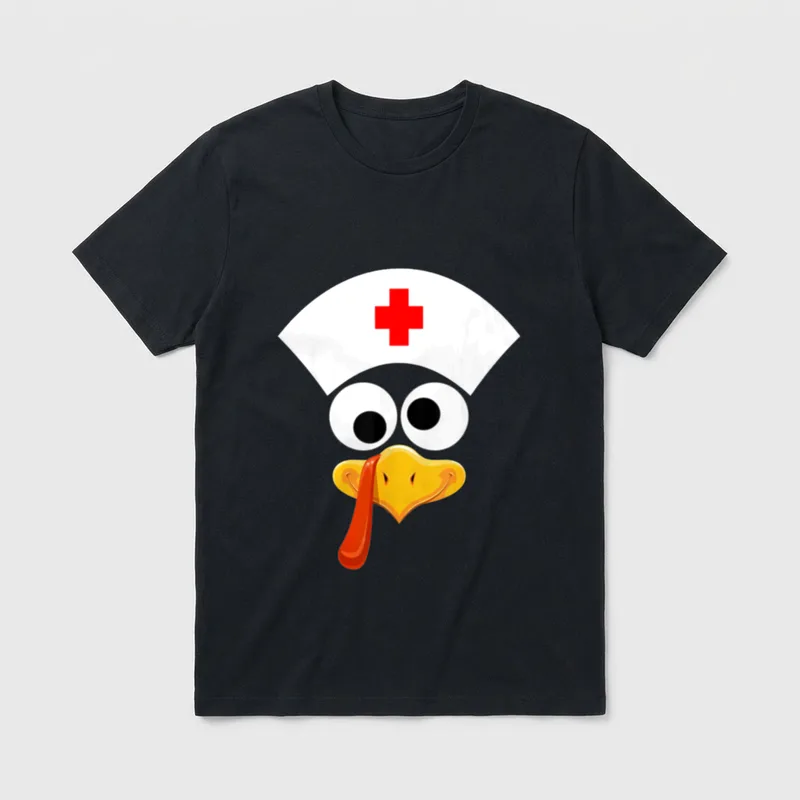 Thanksgiving Face Turkey Nurse Family Matching T-Shirt – Classic T-Shirt in Black