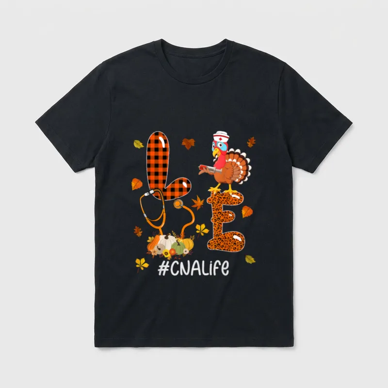 LOVE CNA Life Thanksgiving Turkey Stethoscope T-Shirt – Classic T-Shirt in Black