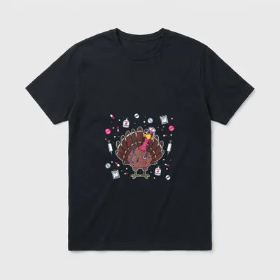 Cute Thanksgiving Nurse Turkey Paramedic Nursing T-Shirt – Classic T-Shirt in Black