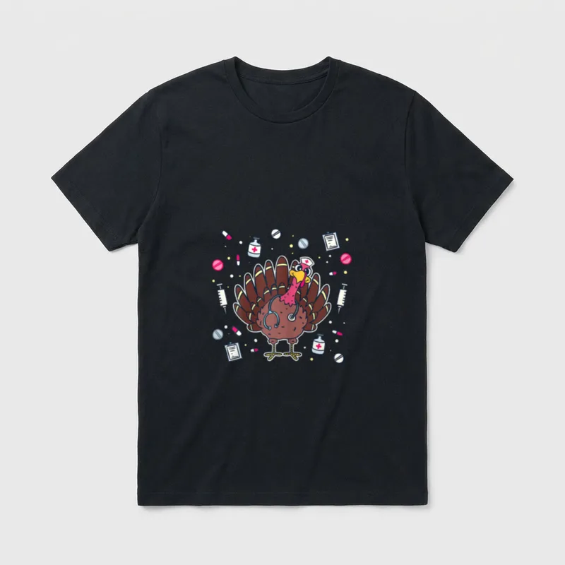 Cute Thanksgiving Nurse Turkey Paramedic Nursing T-Shirt – Classic T-Shirt in Black