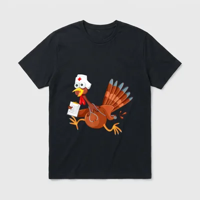 Thanksgiving Nurse Turkey Lightweight T-Shirt – Classic T-Shirt in Black