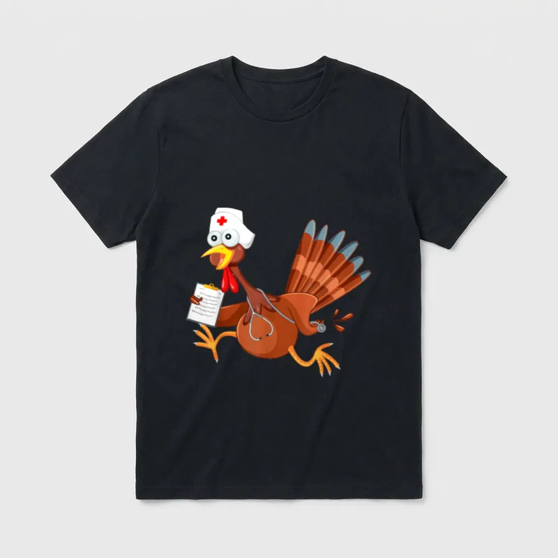 Thanksgiving Nurse Turkey Lightweight T-Shirt – Classic T-Shirt in Black