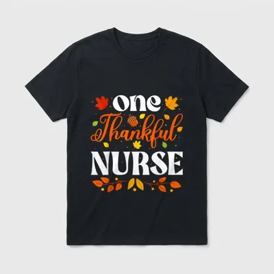 One Thankful Nurse Thanksgiving Nursing Autumn T-Shirt – Classic T-Shirt in Black