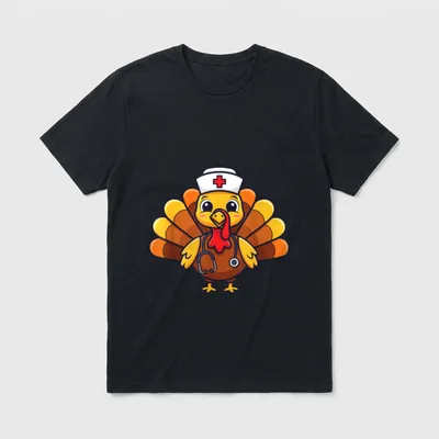 Thanksgiving Nursing Turkey Nurse T-Shirt – Classic T-Shirt in Black