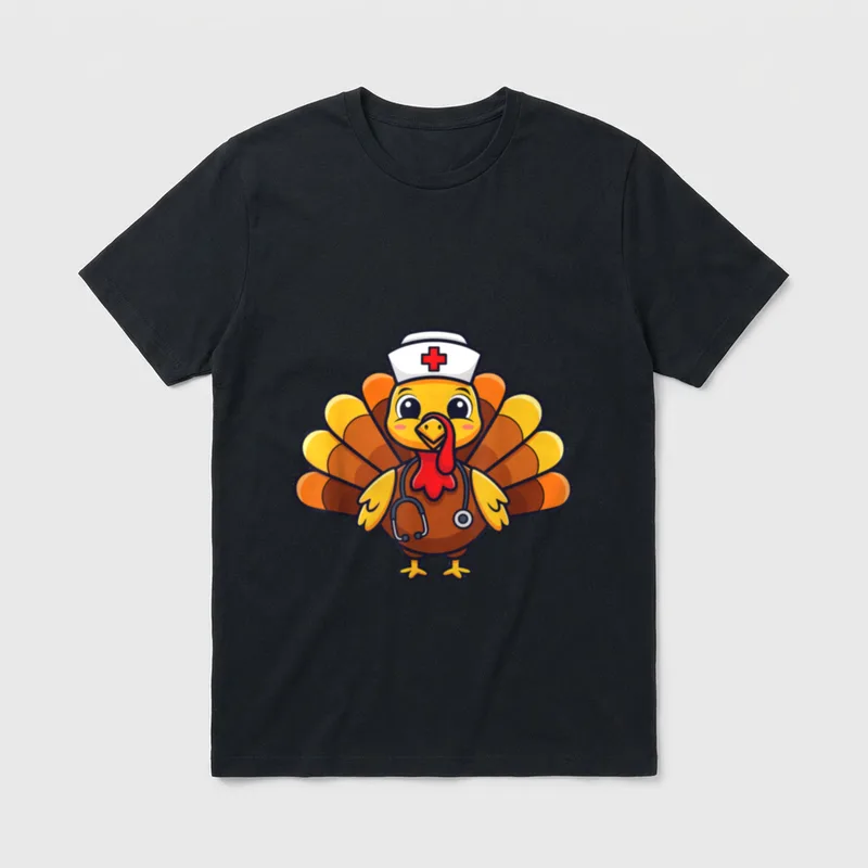 Thanksgiving Nursing Turkey Nurse T-Shirt – Classic T-Shirt in Black