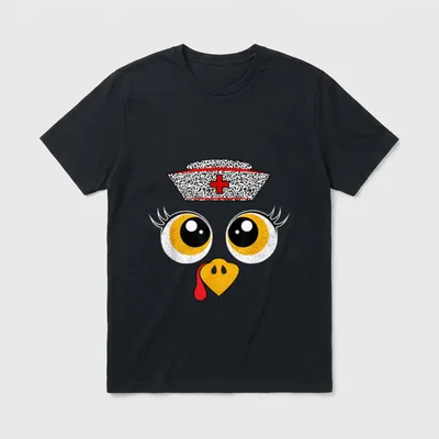 Thanksgiving Turkey Face Nurse Holiday T-Shirt – Classic T-Shirt in Black