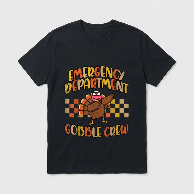 Emergency Department Gobble Crew Thanksgiving Nurse T-Shirt – Classic T-Shirt in Black