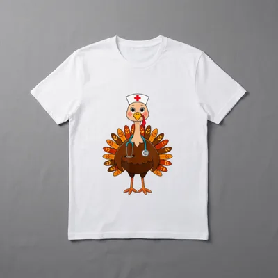 Thanksgiving Turkey Nurse Holiday Nursing Looking T-Shirt – Classic T-Shirt in Black