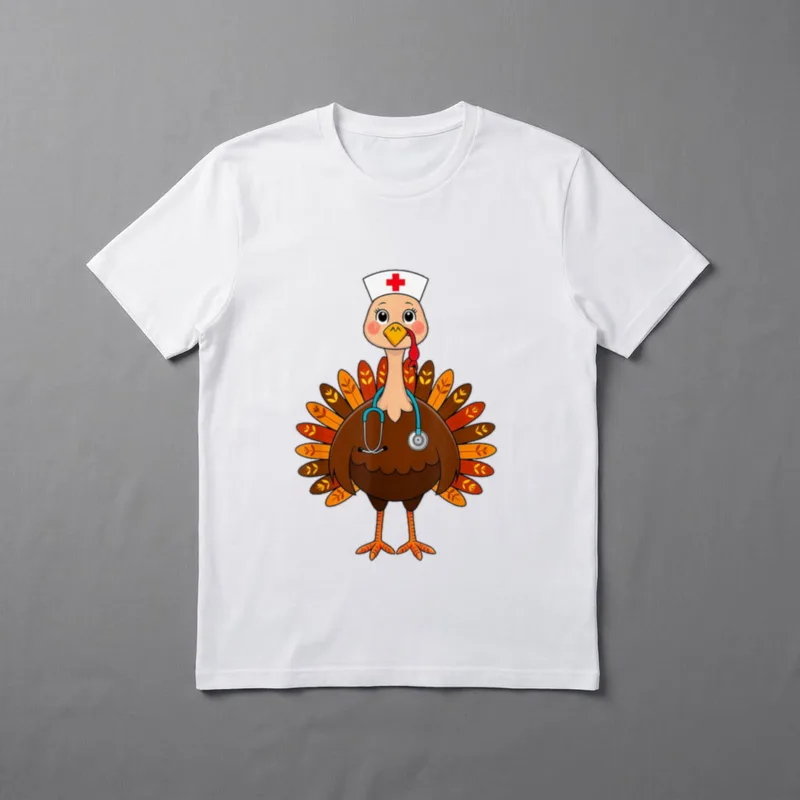 Thanksgiving Turkey Nurse Holiday Nursing Looking T-Shirt – Classic T-Shirt in Black