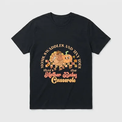 Thanksgiving Mother Baby Nurse Postpartum Fall T-Shirt – Classic T-Shirt in Black