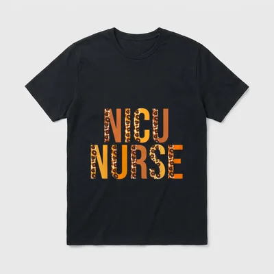 Nicu Nurse Leopard Cute Fall Autumn T-Shirt – Classic T-Shirt in Black