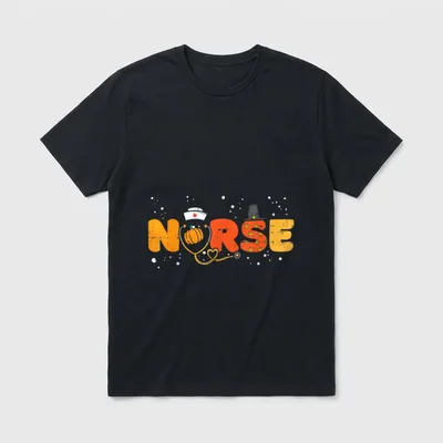 Thanksgiving Nurse Stethoscope Autumn Fall T-Shirt – Classic T-Shirt in Black